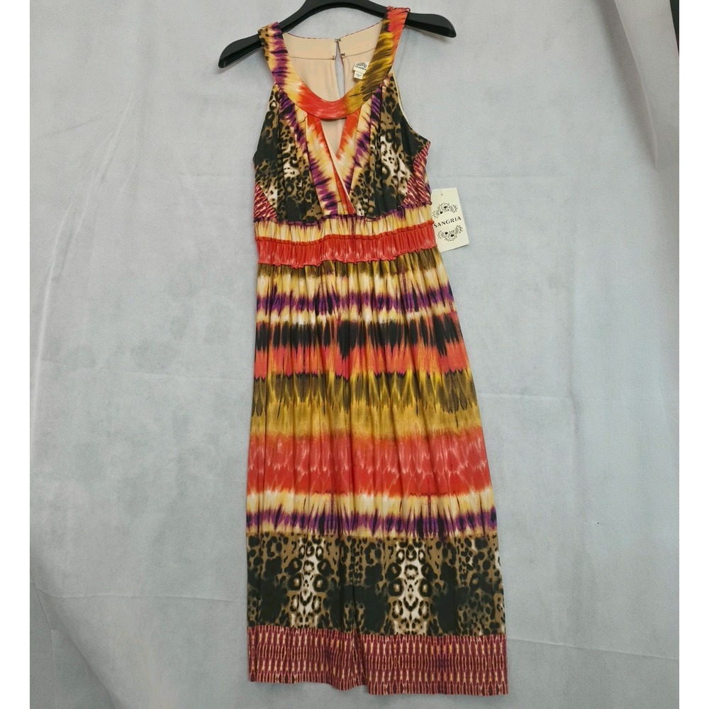 Sangria Maxi Dress Womens 12 NWT Leopard Animal Print Boho Resort Cutout